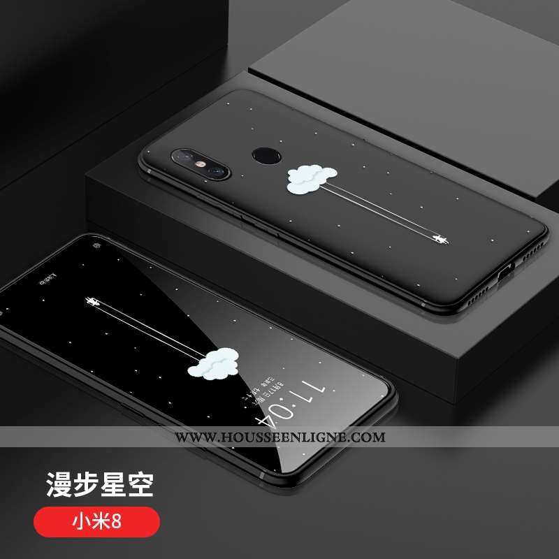 Étui Xiaomi Mi 8 Délavé En Daim Personnalité Créatif Simple Incassable Jeunesse Modèle Fleurie Noir