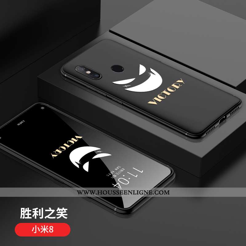 Étui Xiaomi Mi 8 Délavé En Daim Personnalité Créatif Simple Incassable Jeunesse Modèle Fleurie Noir