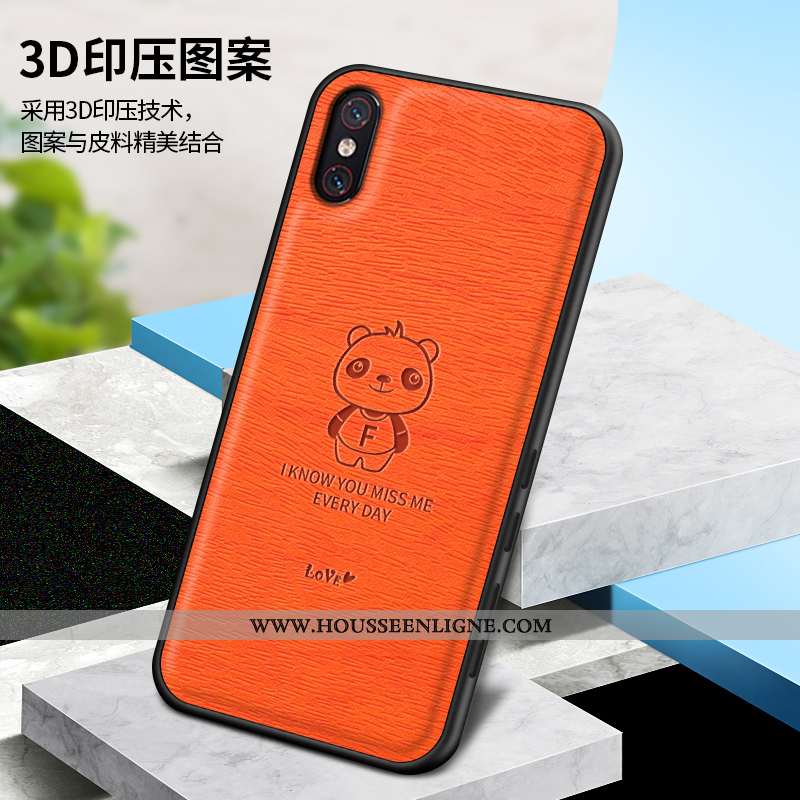 Étui Xiaomi Mi 8 Pro Tendance Cuir Coque Protection Tout Compris Nouveau Orange