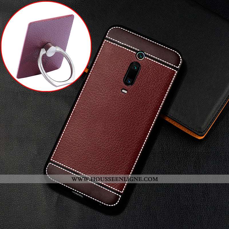 Étui Xiaomi Mi 9t Pro Délavé En Daim Cuir Silicone Protection Membrane Fluide Doux Marron