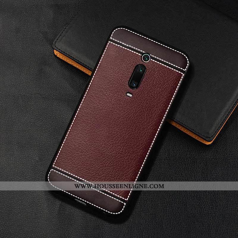 Étui Xiaomi Mi 9t Pro Délavé En Daim Cuir Silicone Protection Membrane Fluide Doux Marron