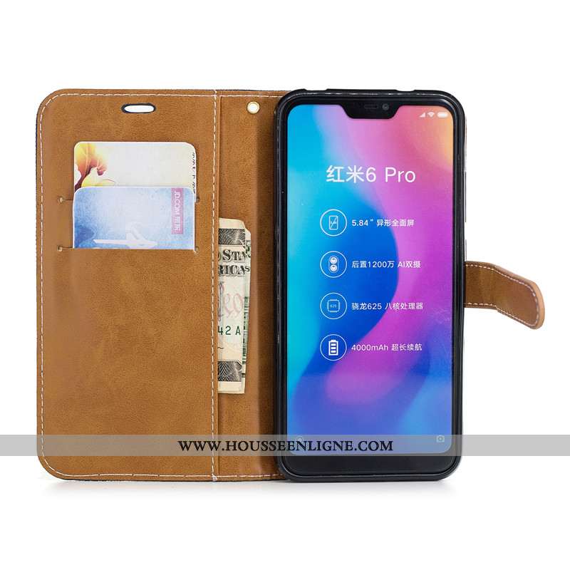 Étui Xiaomi Mi A2 Lite Cuir Protection Petit Violet Coque Portefeuille Housse