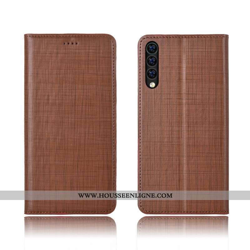 Étui Xiaomi Mi A3 Protection Cuir Véritable Fluide Doux Petit Coque Téléphone Portable Marron