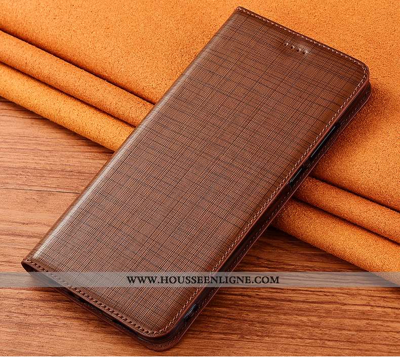 Étui Xiaomi Mi A3 Protection Cuir Véritable Fluide Doux Petit Coque Téléphone Portable Marron