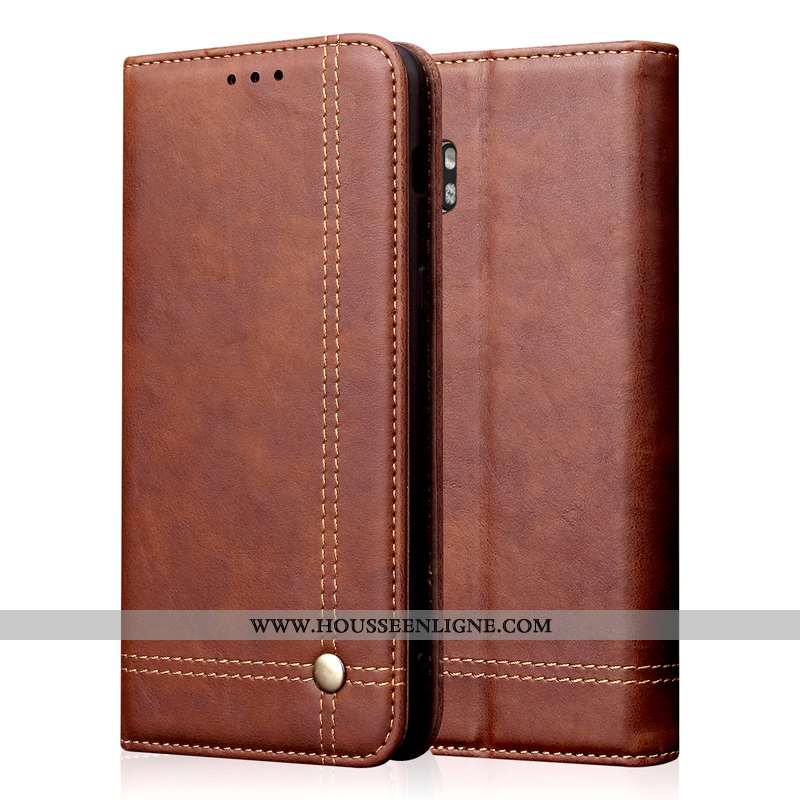 Étui Xiaomi Mi Note 10 Cuir Véritable Classic Coque Business Petit Housse Noir