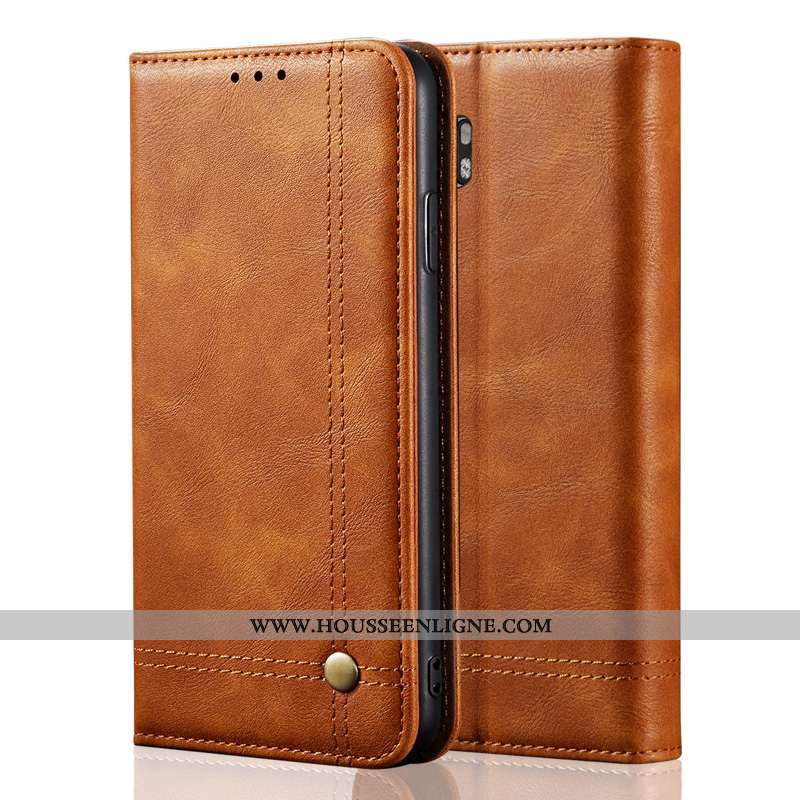 Étui Xiaomi Mi Note 10 Cuir Véritable Classic Coque Business Petit Housse Noir