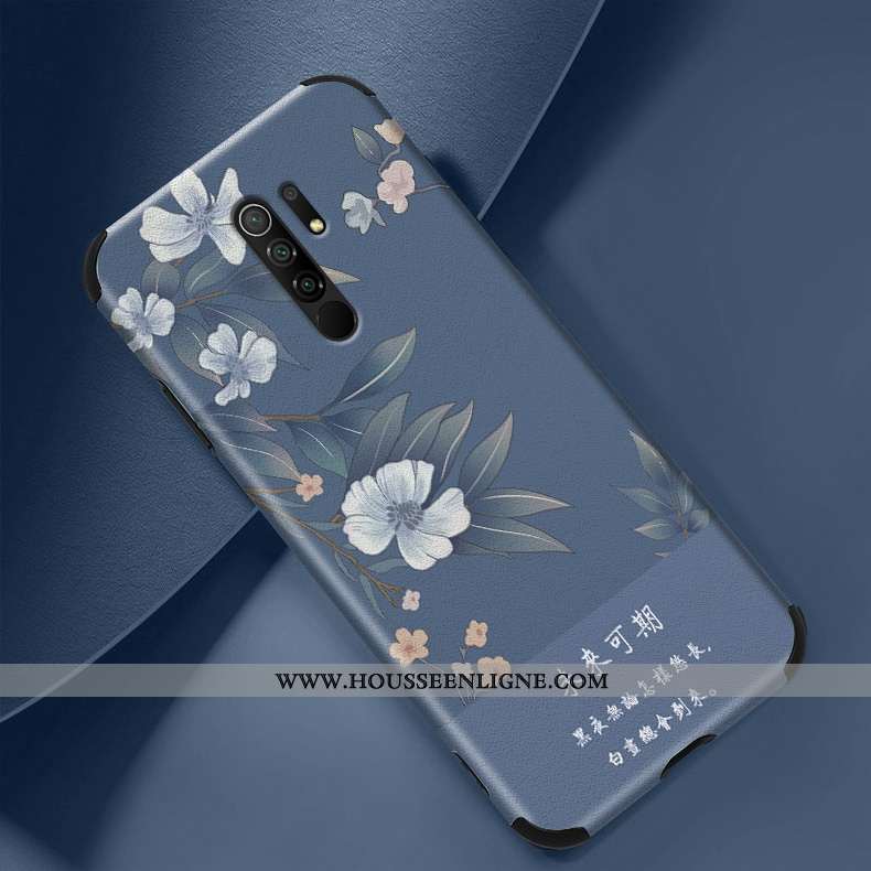 Housse Xiaomi Redmi 9 Vintage Ultra Simple Fleur Vert Mode Silicone Verte