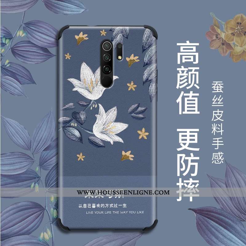 Housse Xiaomi Redmi 9 Vintage Ultra Simple Fleur Vert Mode Silicone Verte