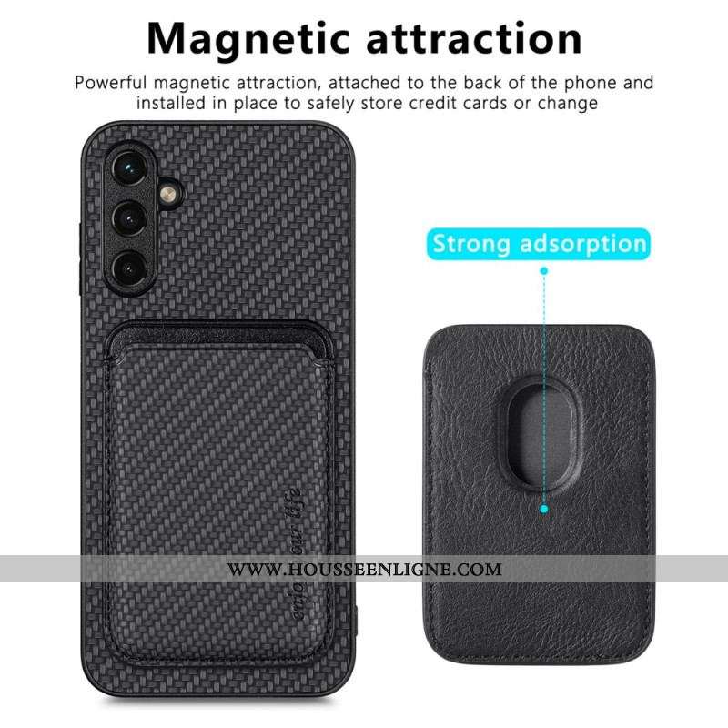 Coque Samsung Galaxy A14 5G / A14 Fibre Carbone Porte-Cartes Amovible