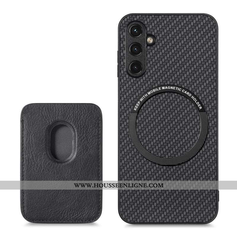 Coque Samsung Galaxy A14 5G / A14 Fibre Carbone Porte-Cartes Amovible