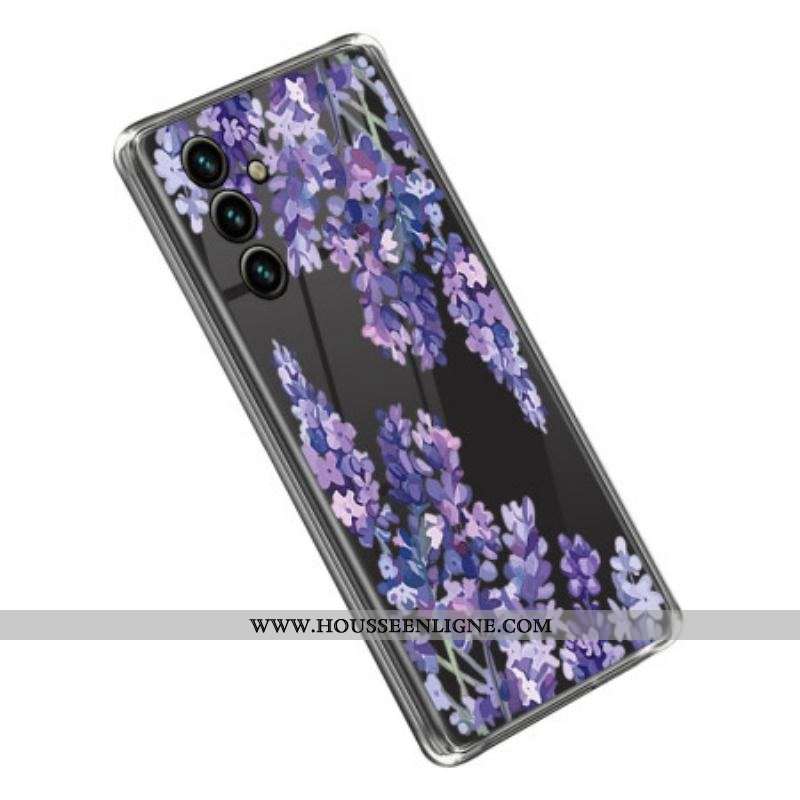 Coque Samsung Galaxy A14 5G / A14 Transparente Fleurs Violettes