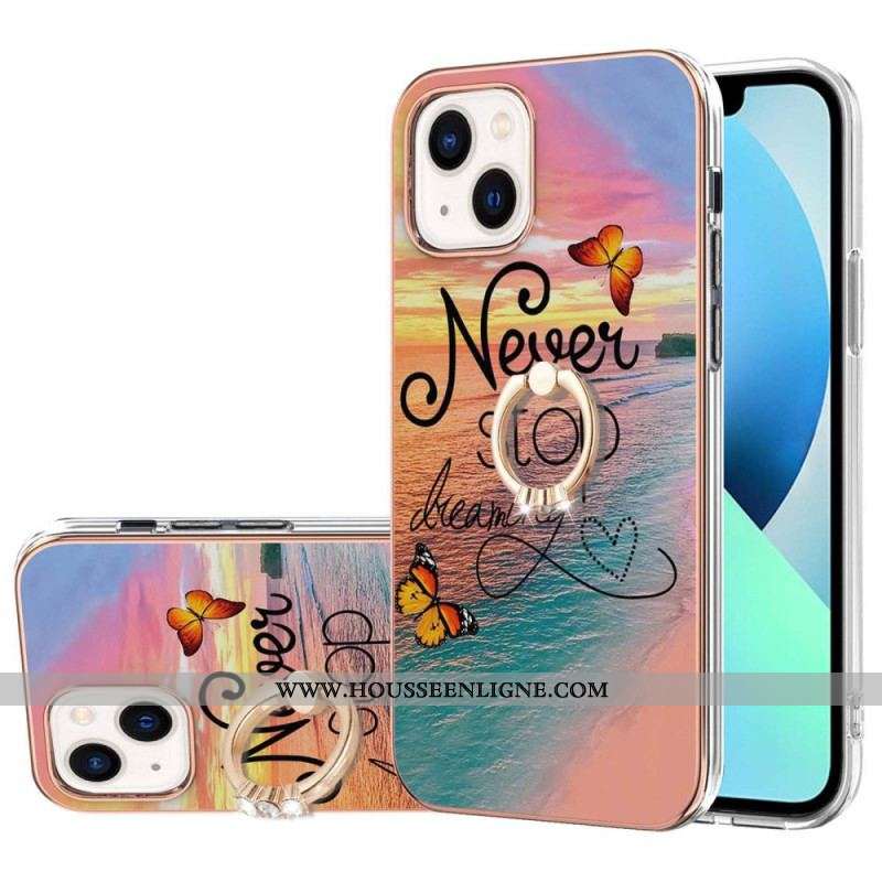 Coque iPhone 15 Plus Anneau-Support Never Stop Dreaming