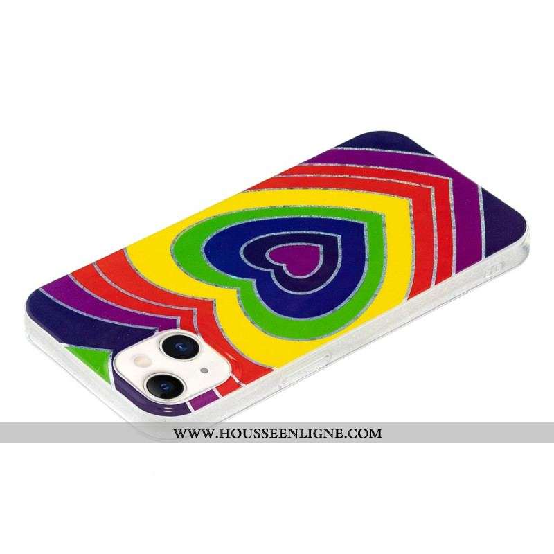 Coque iPhone 15 Plus Coeur Psychédélique