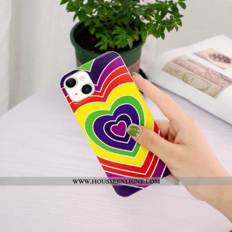 Coque iPhone 15 Plus Coeur Psychédélique