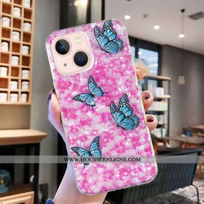 Coque iPhone 15 Plus Fleurs et Papillons