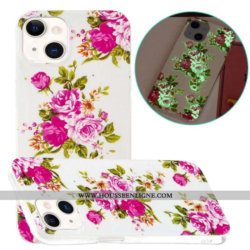 Coque iPhone 15 Plus Fluorescente Fleurs