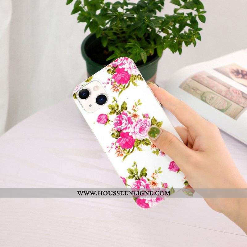 Coque iPhone 15 Plus Fluorescente Fleurs