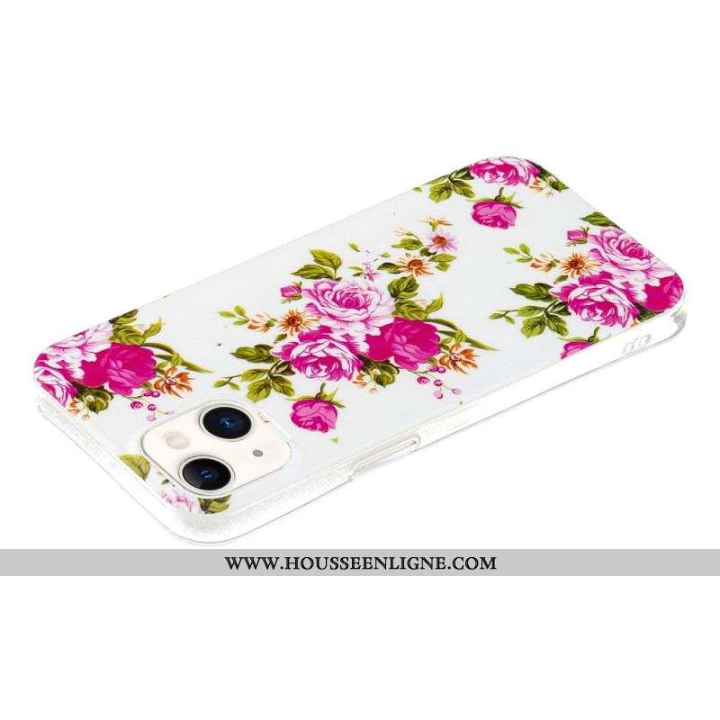 Coque iPhone 15 Plus Fluorescente Fleurs