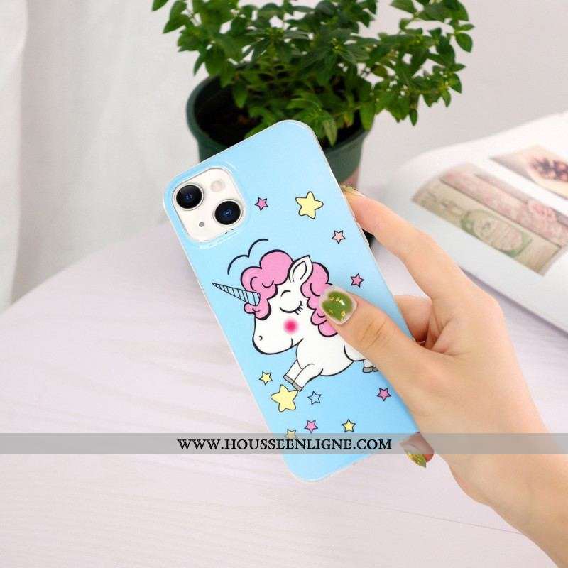 Coque iPhone 15 Plus Fluorescente Licorne