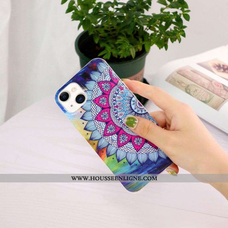 Coque iPhone 15 Plus Fluorescente Mandala