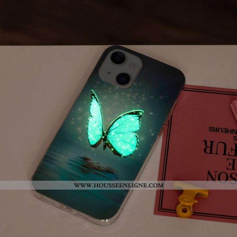 Coque iPhone 15 Plus Fluorescente Papillons