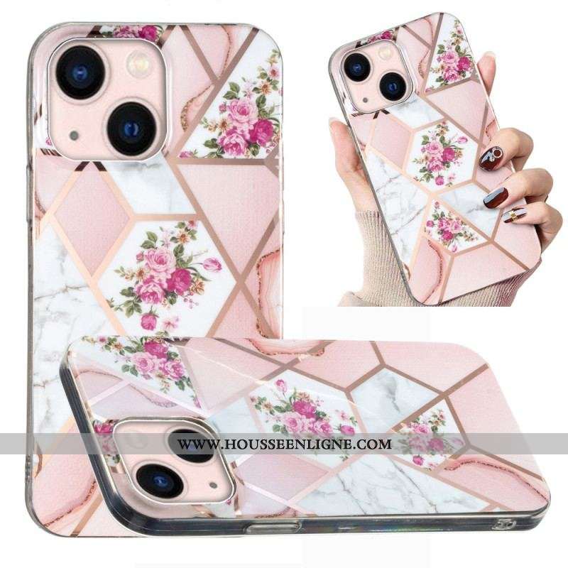 Coque iPhone 15 Plus Marbre Floral