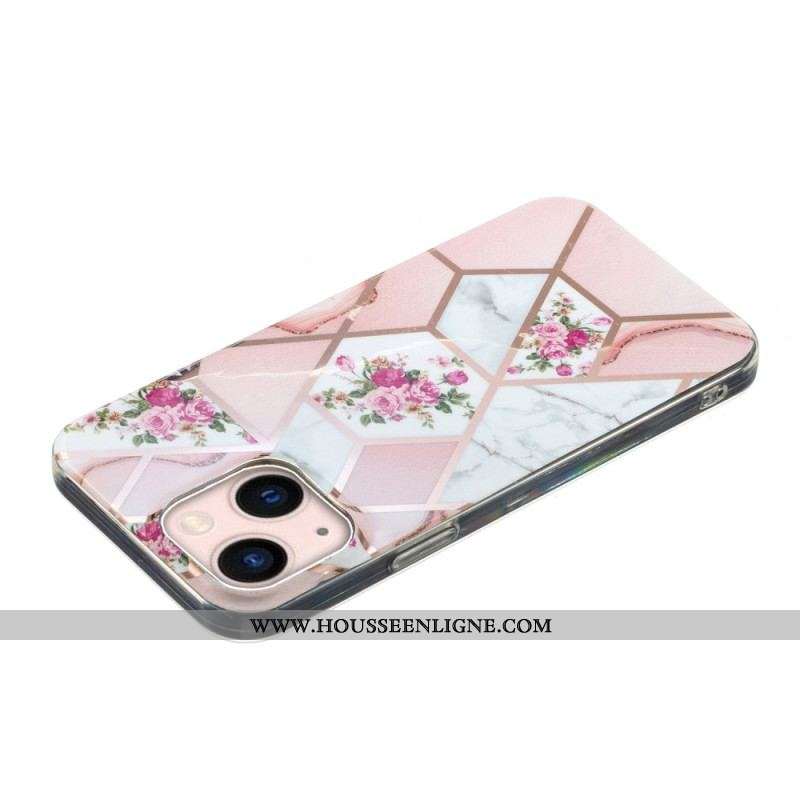 Coque iPhone 15 Plus Marbre Floral