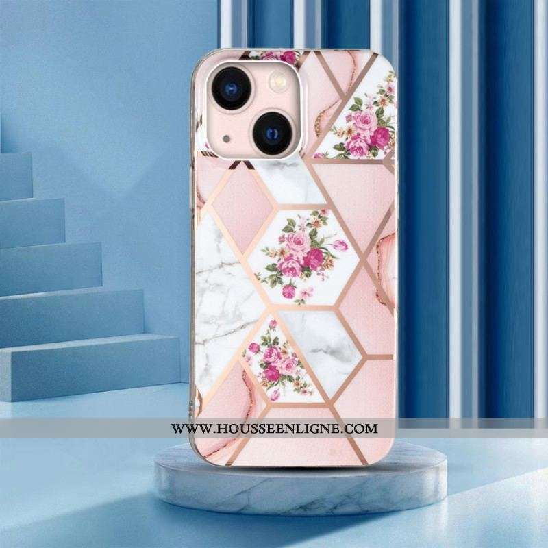 Coque iPhone 15 Plus Marbre Floral