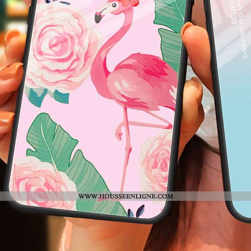 Coque iPhone 15 Plus Verre Trempé Flamant Rose