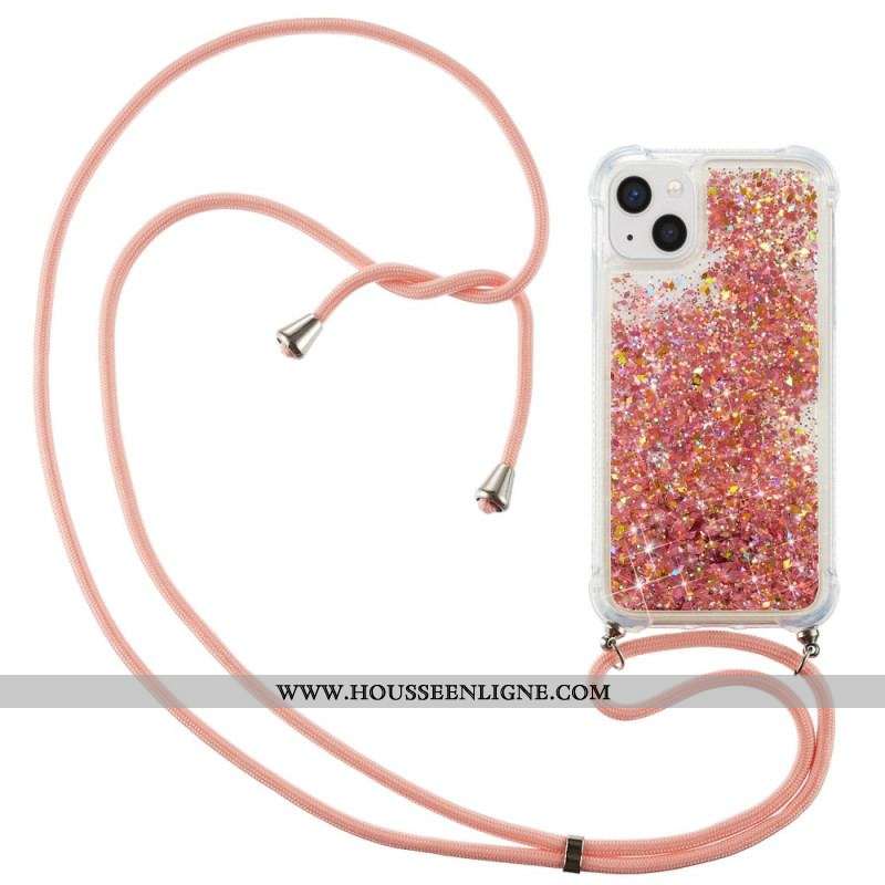 Coque iPhone 15 Plus à Cordon Paillettes