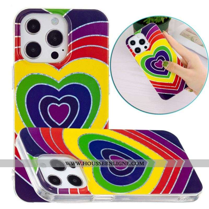 Coque iPhone 15 Pro Coeur Psychédélique