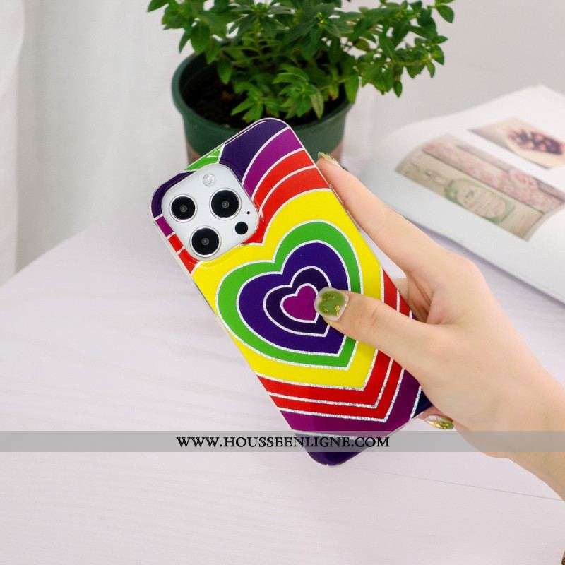 Coque iPhone 15 Pro Coeur Psychédélique