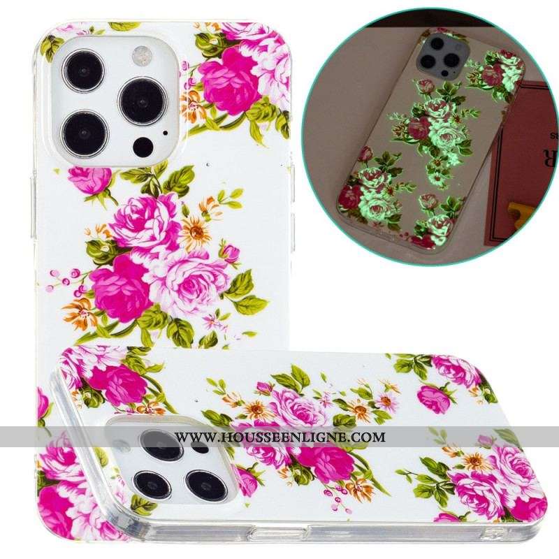 Coque iPhone 15 Pro Fluorescente Fleurs