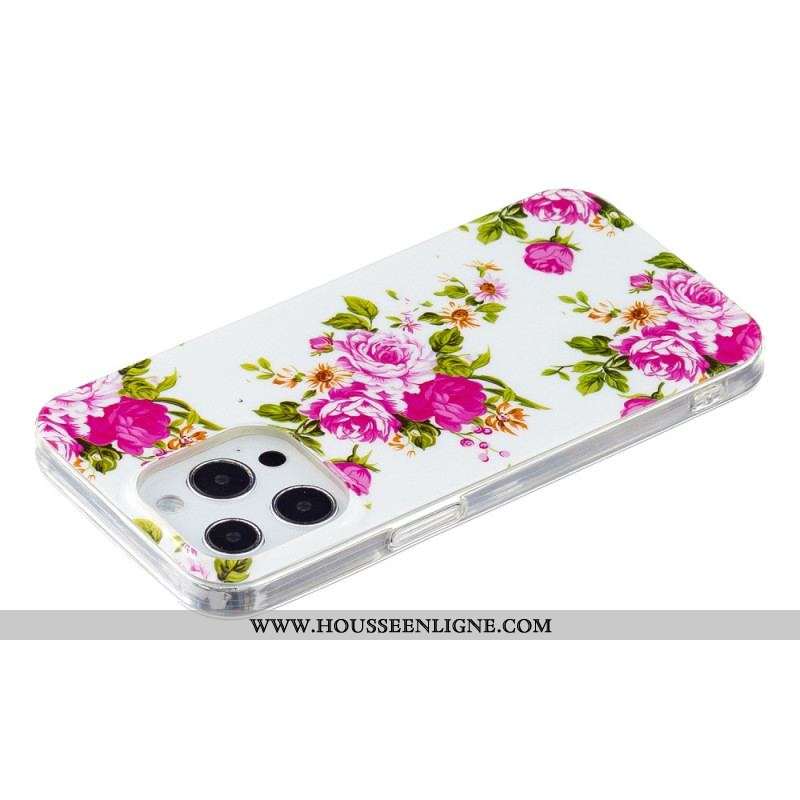 Coque iPhone 15 Pro Fluorescente Fleurs