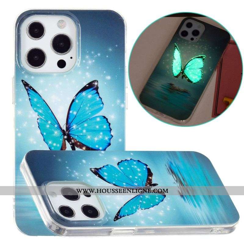 Coque iPhone 15 Pro Fluorescente Papillons