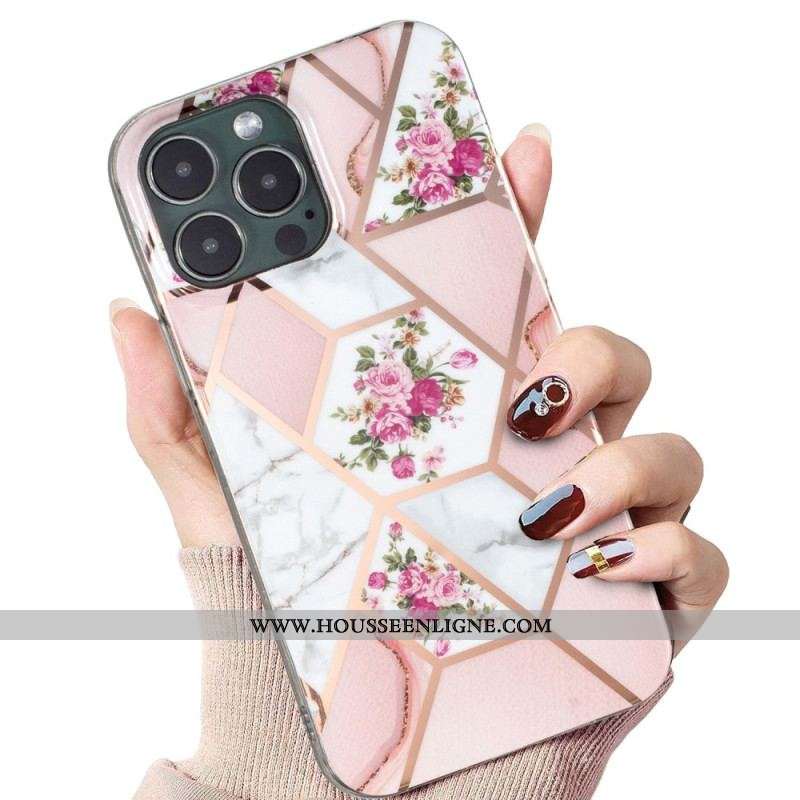 Coque iPhone 15 Pro Marbre Floral