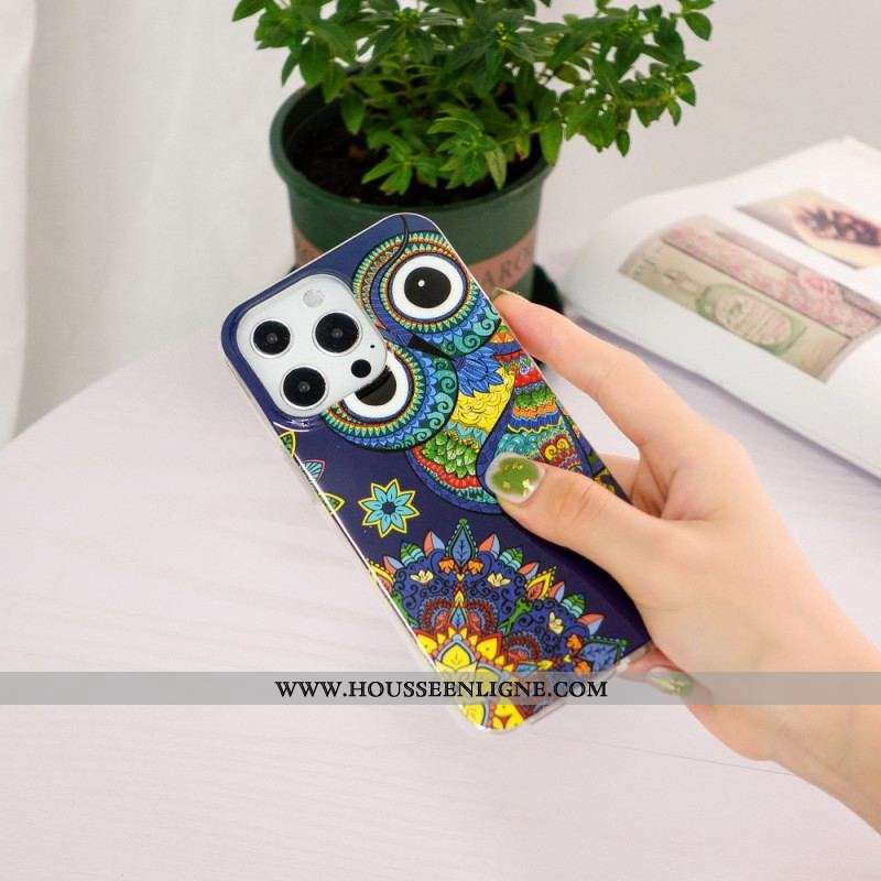 Coque iPhone 15 Pro Max Fluorescente Hibou