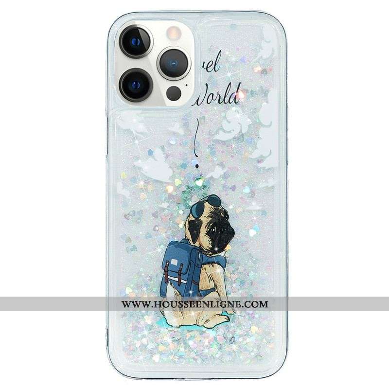 Coque iPhone 15 Pro Max Paillettes Chien