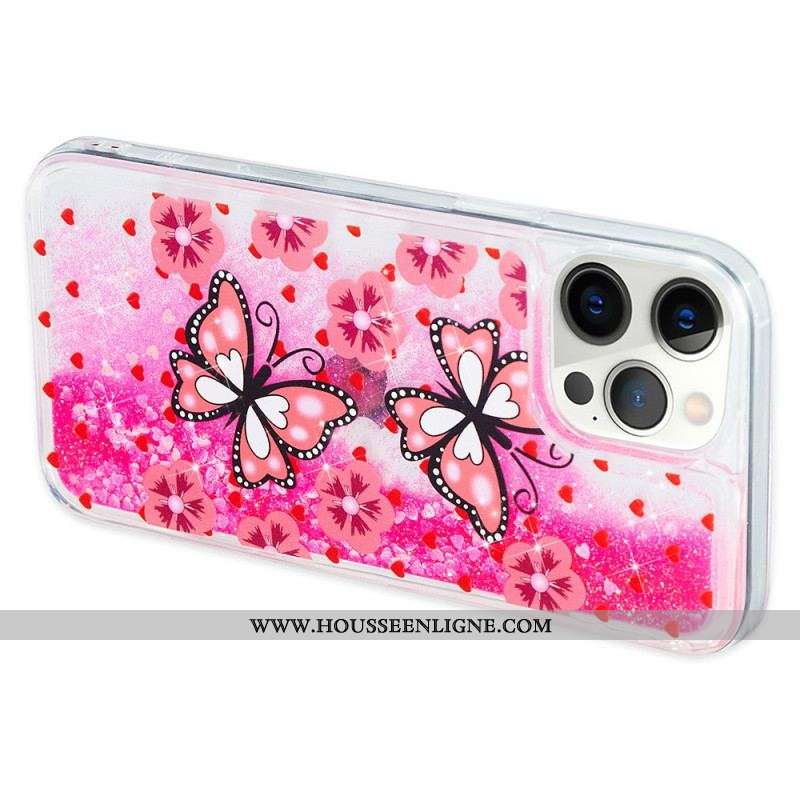 Coque iPhone 15 Pro Max Paillettes Papillons