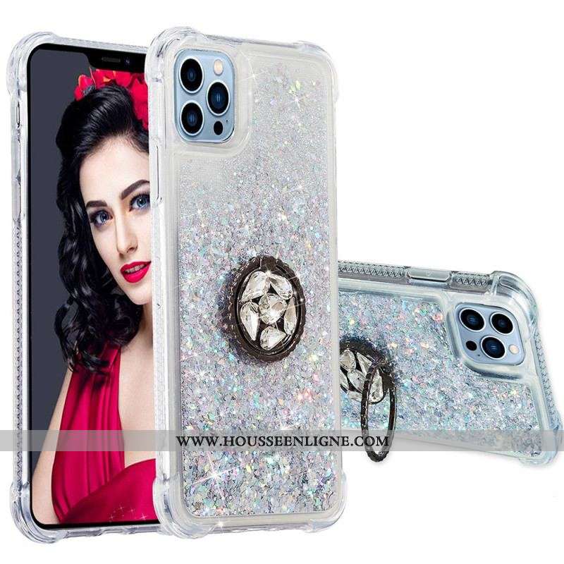 Coque iPhone 15 Pro Paillettes avec Anneau-Support