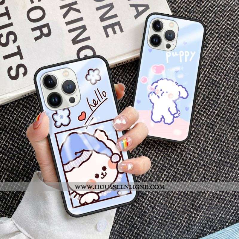 Coque iPhone 15 Pro Verre Trempé Bubble Dog