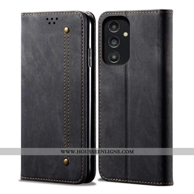 Flip Cover Samsung Galaxy A14 5G / A14 Tissu Jeans