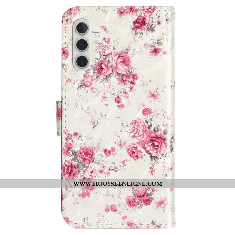 Housse Samsung Galaxy A14 5G / A14 Fleurs Liberty à Lanière