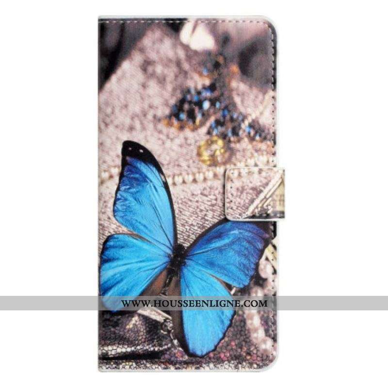 Housse Samsung Galaxy A14 5G / A14 Papillon Bleu