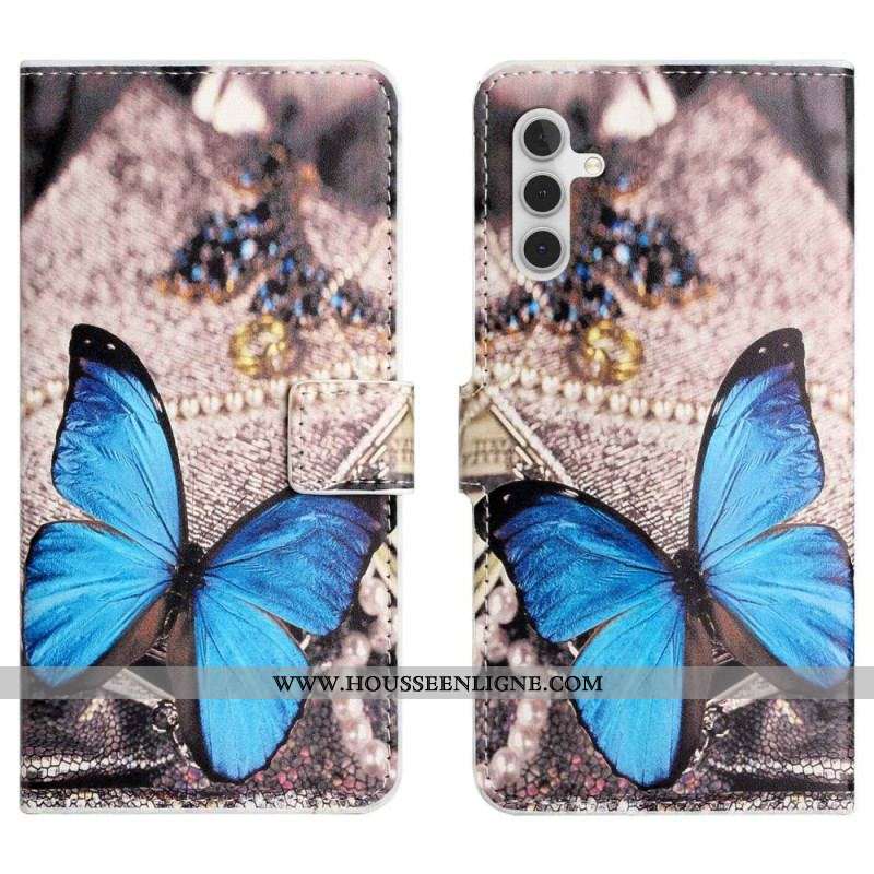 Housse Samsung Galaxy A14 5G / A14 Papillon Bleu