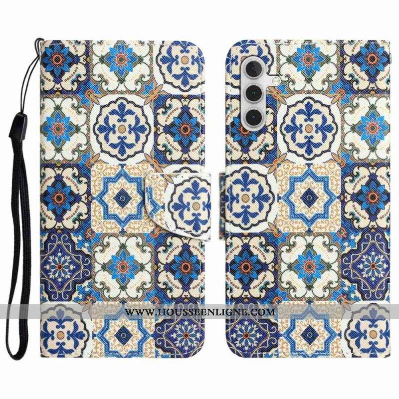 Housse Samsung Galaxy A14 5G / A14 Patchwork à Lanière