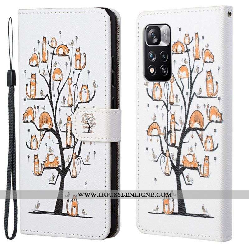 Housse Xiaomi Redmi Note 11 Pro / Note 11 Pro 5G Funky Cats à Lanière