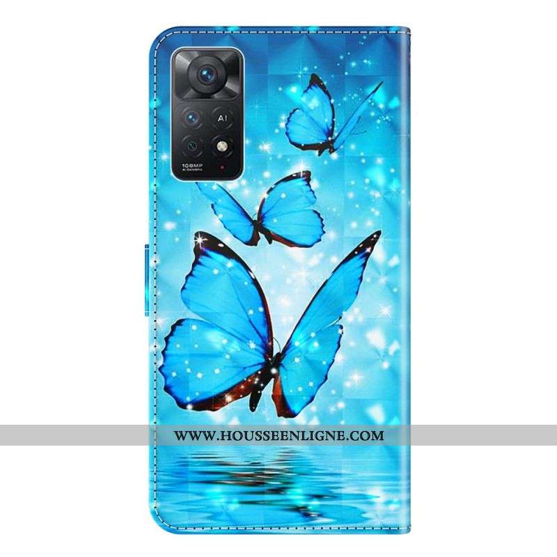 Housse Xiaomi Redmi Note 11 Pro / Note 11 Pro 5G Papillons Bleus Volants