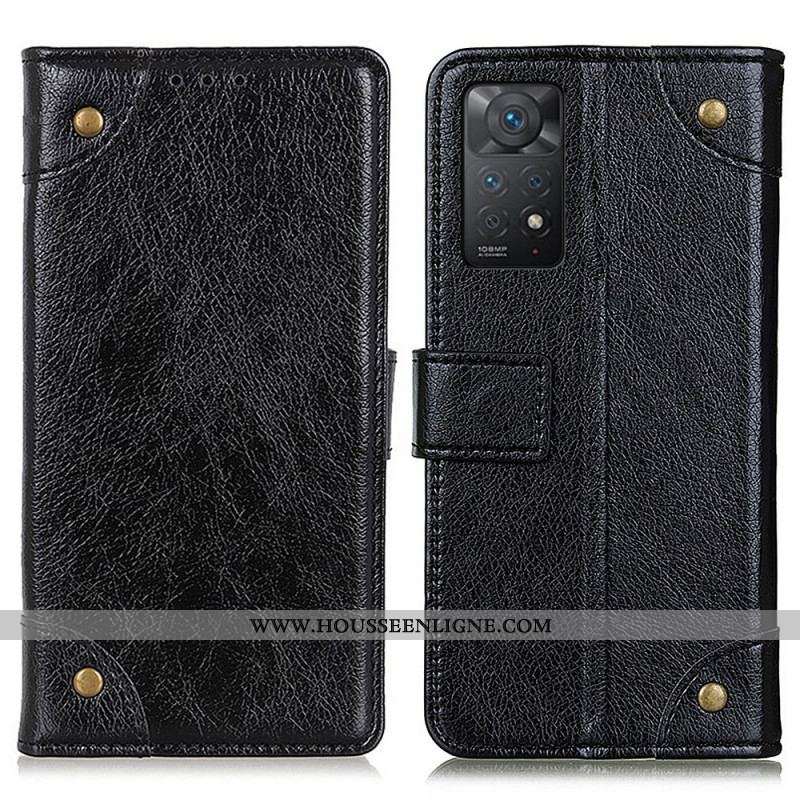 Housse Xiaomi Redmi Note 11 Pro / Note 11 Pro 5G Style Cuir Nappa Rivets Vintage