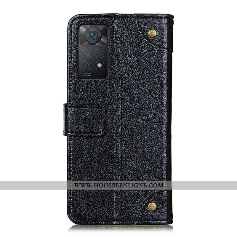 Housse Xiaomi Redmi Note 11 Pro / Note 11 Pro 5G Style Cuir Nappa Rivets Vintage